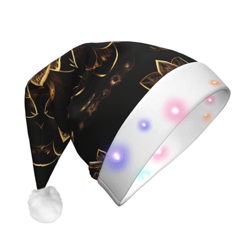 SHuWeiD Weihnachtsmannmütze mit Lotusblumen-Aufdruck, Flanell, Weihnachtsmannmütze mit LED-Lichtern, Weihnachtsmannmütze, Urlaubsparty-Zubehör SHuWeiD Weihnachtsmannmütze mit Lotusblumen-Aufdruck, Flanell, Weihnachtsmannmütze mit LED-Lichtern, Weihnachtsmannmütze, Urlaubsparty-Zubehör von SHuWeiD