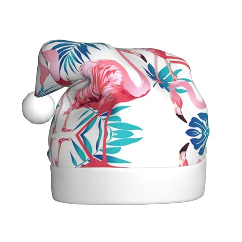 SHuWeiD Weihnachtsmütze mit Flamingovogel, grüne Pflanze, Blatt, Weihnachtsmütze für Erwachsene, Uni, geeignet für Neujahrsfeiertage SHuWeiD Weihnachtsmütze mit Flamingovogel, grüne Pflanze, Blatt, Weihnachtsmütze für Erwachsene, Uni, geeignet für Neujahrsfeiertage von SHuWeiD