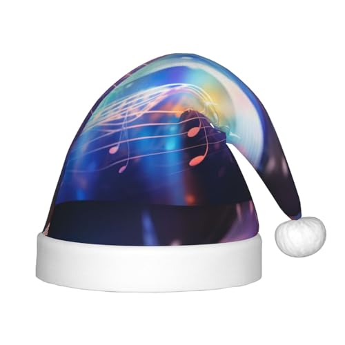 SHuWeiD Weihnachtsmütze mit Musiknoten-Aufdruck, Weihnachtsmütze, Uni, Samt, klassische Weihnachtsmütze, Neujahrsparty SHuWeiD Weihnachtsmütze mit Musiknoten-Aufdruck, Weihnachtsmütze, Uni, Samt, klassische Weihnachtsmütze, Neujahrsparty von SHuWeiD