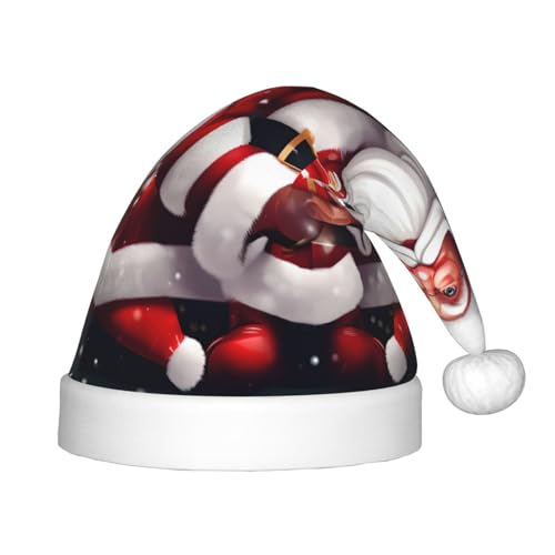 SHuWeiD Weihnachtsmütze mit Weihnachtsmann-Druck, Weihnachtsmütze, Uni, Samt, klassische Weihnachtsmütze, Neujahrsparty SHuWeiD Weihnachtsmütze mit Weihnachtsmann-Druck, Weihnachtsmütze, Uni, Samt, klassische Weihnachtsmütze, Neujahrsparty von SHuWeiD