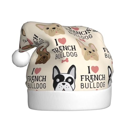 SHuWeiD Weihnachtsmütze mit französischem Hund, Weihnachtsmütze für Erwachsene, Uni, geeignet für Neujahrsfeiertage SHuWeiD Weihnachtsmütze mit französischem Hund, Weihnachtsmütze für Erwachsene, Uni, geeignet für Neujahrsfeiertage von SHuWeiD