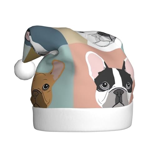 SHuWeiD Weihnachtsmütze mit französischer Bulldogge, Weihnachtsmütze für Erwachsene, Uni, geeignet für Neujahrsfeiertage SHuWeiD Weihnachtsmütze mit französischer Bulldogge, Weihnachtsmütze für Erwachsene, Uni, geeignet für Neujahrsfeiertage von SHuWeiD