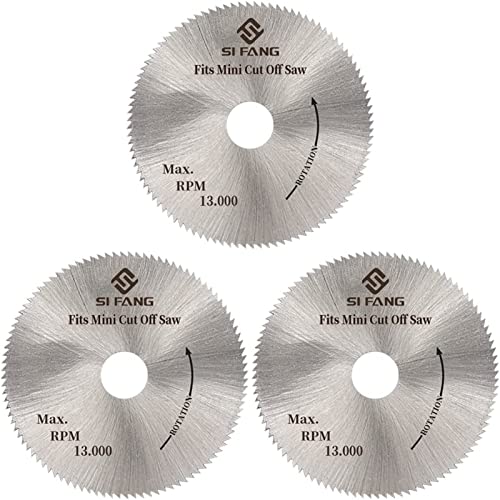 SI FANG 3 Stück 50 mm HSS Kreissägeblätter, passend für Mini-Gehrungs-Trennsäge, 5,1 cm x 100T x 0,95 cm Mini-Tischsägeblatt, HSS-Klinge, zum Schneiden von Zink-Buntglas, Holz, Kunststoff, Metall SI FANG 3 Stück 50 mm HSS Kreissägeblätter, passend für Mini-Gehrungs-Trennsäge, 5,1 cm x 100T x 0,95 cm Mini-Tischsägeblatt, HSS-Klinge, zum Schneiden von Zink-Buntglas, Holz, Kunststoff, Metall von SI FANG
