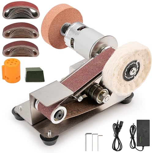 SI FANG Mini Bandschleifer Set, Elektrischer 15° Schleifmaschine Mini Bandschleifer Klein 7-Gang Tischschleifer für Messerherstellung, Werkzeugkantenschärfen, Holz- und Metallbearbeitung SI FANG Mini Bandschleifer Set, Elektrischer 15° Schleifmaschine Mini Bandschleifer Klein 7-Gang Tischschleifer für Messerherstellung, Werkzeugkantenschärfen, Holz- und Metallbearbeitung von SI FANG
