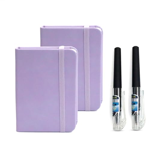 SI SEN 2er-Pack Taschennotizbücher, Mini-Notizbücher und kleine Hardcover-Notizbücher zum Schreiben und Notieren (Lila) von SI SEN