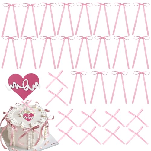 SI SEN Torten Deko, Schleifen Deko, Kuchendekoration mit Schleife, für Valentinstag Geburtstag (Rosa) von SI SEN