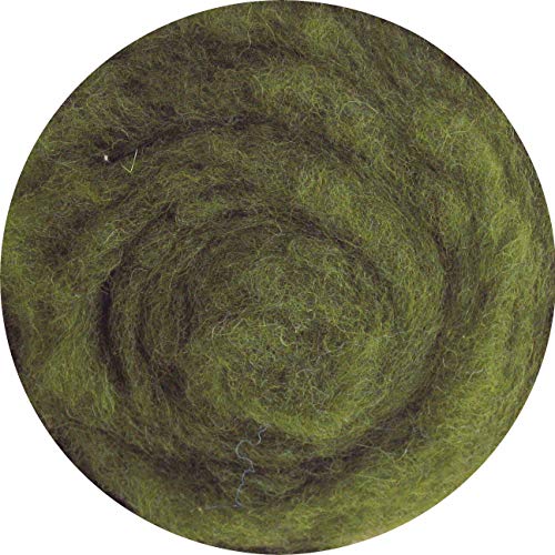 Filzwolle 100% Wolle zum Filzen Trockenfilzen Nassfilzen - Dunkle Grün Olive 100 g von SIA COLLA-S