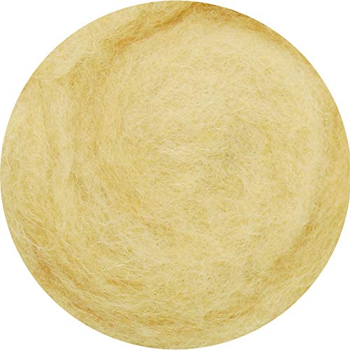 SIA COLLA-S Filzwolle 100% Wolle zum Filzen Trockenfilzen Nassfilzen - Hellgelb Beige 50 g von SIA COLLA-S