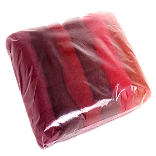 SIA COLLA-S Filzwolle Bunt Mischung Filz gemischte 100% Wolle Dunkelrot Dark Red Farbtönen Mix. Mindestens 6 Verschiedene Farbtöne, 75 g insgesamt von SIA COLLA-S