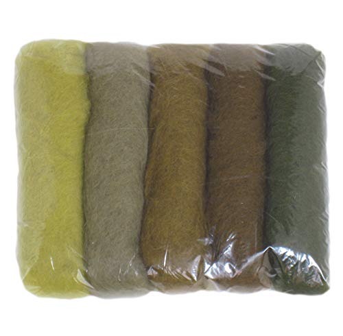SIA COLLA-S Filzwolle Bunt Mischung Filz gemischte 100% Wolle Khaki Farbtönen Mix. Mindestens 5 Verschiedene Farbtöne, 50 g insgesamt von SIA COLLA-S