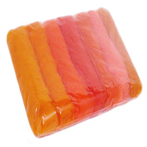 SIA COLLA-S Filzwolle Bunt Mischung Filz gemischte 100% Wolle Orange Farbtönen Mix. Mindestens 6 Verschiedene Farbtöne, 75 g insgesamt von SIA COLLA-S