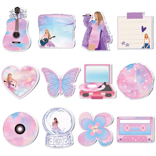 240 Stück rosa Sänger-Aufkleber, Notizblock, verschiedene Formen, Musik-Thema, Haftnotizen, hübsche Musikliebhaber, Haftnotizen, schnelle Notizblöcke, Geschenke für Büro, Zuhause, Schule von SIAOBIULYG