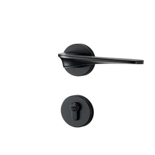 SIBBLE Schwarzes mechanisches Türschloss aus Gold-Zink-Legierung for den Haushalt, Schlafzimmer, geräuschlos, magnetisches geteiltes Schloss, Möbelbeschläge(Black 5845 Silent) von SIBBLE