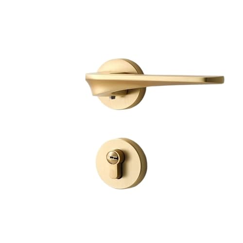 SIBBLE Schwarzes mechanisches Türschloss aus Gold-Zink-Legierung for den Haushalt, Schlafzimmer, geräuschlos, magnetisches geteiltes Schloss, Möbelbeschläge(Brushed Gold 5845 Silent) von SIBBLE