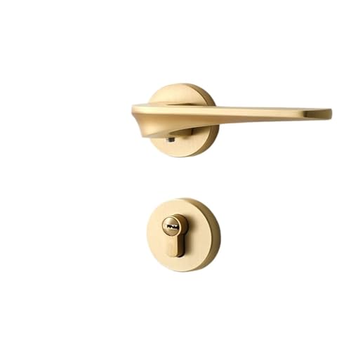 SIBBLE Schwarzes mechanisches Türschloss aus Gold-Zink-Legierung for den Haushalt, Schlafzimmer, geräuschlos, magnetisches geteiltes Schloss, Möbelbeschläge(Gold 7255 Round Magnetic) von SIBBLE