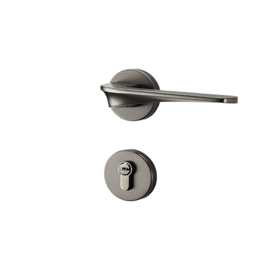 SIBBLE Schwarzes mechanisches Türschloss aus Gold-Zink-Legierung for den Haushalt, Schlafzimmer, geräuschlos, magnetisches geteiltes Schloss, Möbelbeschläge(Gray Steel 7255 Round Magnetic) von SIBBLE