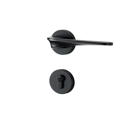 Schwarzes mechanisches Türschloss aus Gold-Zink-Legierung for den Haushalt, Schlafzimmer, geräuschlos, magnetisches geteiltes Schloss, Möbelbeschläge(Black 5845 magnetic) von SIBBLE