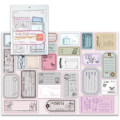 SIBLYMONA 200-teiliges Vintage-Memo-Pack – Vintage-Scrapbook-Zubehör, Junk-Tagebuch-Set mit Vintage-Etiketten und Haftnotizen, Ephemera für Junk-Tagebücher, Scrapbook-Etiketten, Tagebuch-Zubehör, Set von SIBLYMONA