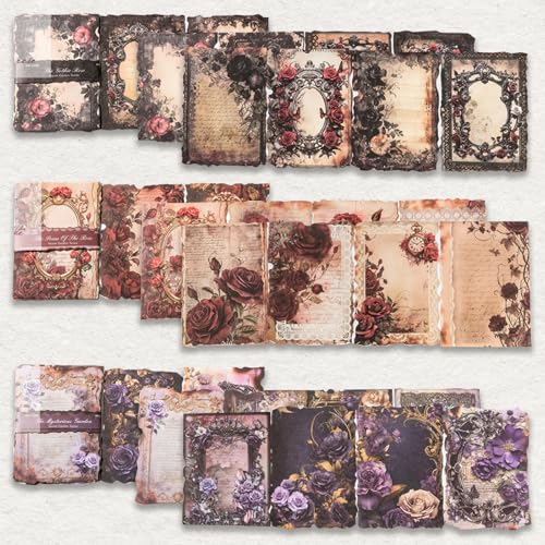 SIBLYMONA Antikes Decoupage-Papier zum Basteln – Vintage-Blumenmuster, botanisches Reispapier, 9,9 x 14,9 cm, Scrapbook, Junk Journal Supplies (MJHY, B) von SIBLYMONA