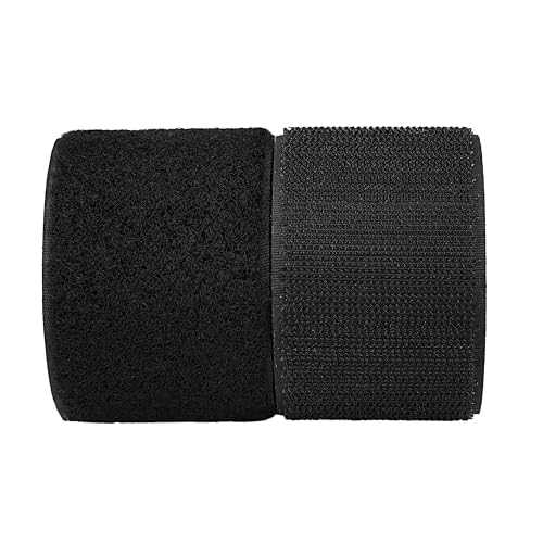 Klettband zum Aufnähen, 5,1 cm breit, 1,8 m, nicht klebende Rückseite, Klettstreifen, Nähverschluss, Stoffverschluss, nicht klebend, ineinandergreifendes Klebeband, Schwarz Klettband zum Aufnähen, 5,1 cm breit, 1,8 m, nicht klebende Rückseite, Klettstreifen, Nähverschluss, Stoffverschluss, nicht klebend, ineinandergreifendes Klebeband, Schwarz von SICCOMA