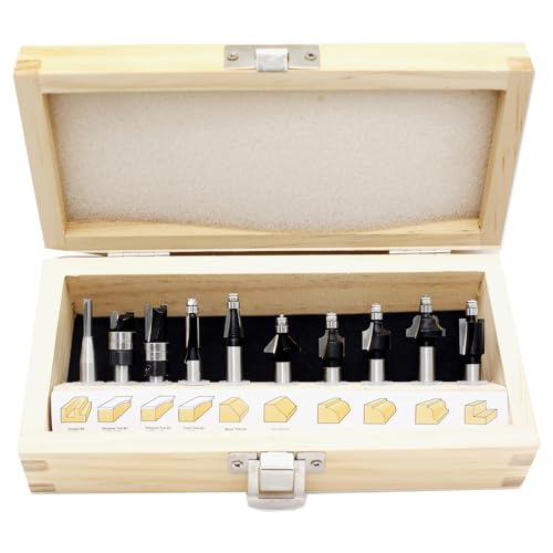 SICWOOD 10-teiliges Fräser-Bit-Set, 1/4-Zoll-Schaft, Präzisions-Hartmetallbestückt, professionelles Miniatur-Bit-Set/Oberfräser, kleinstes Führungslager, perfekt für kleine feine SICWOOD 10-teiliges Fräser-Bit-Set, 1/4-Zoll-Schaft, Präzisions-Hartmetallbestückt, professionelles Miniatur-Bit-Set/Oberfräser, kleinstes Führungslager, perfekt für kleine feine von SICWOOD