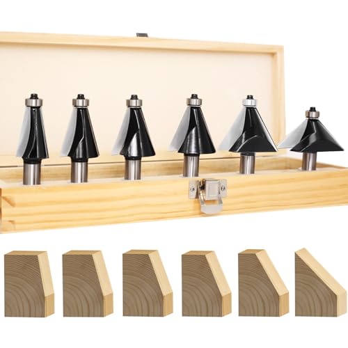 SICWOOD 6-teiliges Fasenbohrer-Set, 1/2-Zoll-Schaft, 2-Flocken-Hartmetall-Fasenschneider, Kantenformungs-Fasenbohrer, Gehrungswinkelschneider für Gehrungsfugen, deg10° 15° SICWOOD 6-teiliges Fasenbohrer-Set, 1/2-Zoll-Schaft, 2-Flocken-Hartmetall-Fasenschneider, Kantenformungs-Fasenbohrer, Gehrungswinkelschneider für Gehrungsfugen, deg10° 15° von SICWOOD
