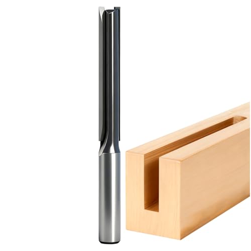 SICWOOD Extra langer 7,6 cm gerader Tauchfräser-Bit, 1,27 cm Schaft, Hartmetallbestückter 2-Nut-Bit für tiefe Holznuten, Schlitz- und CNC-Bearbeitung von SICWOOD
