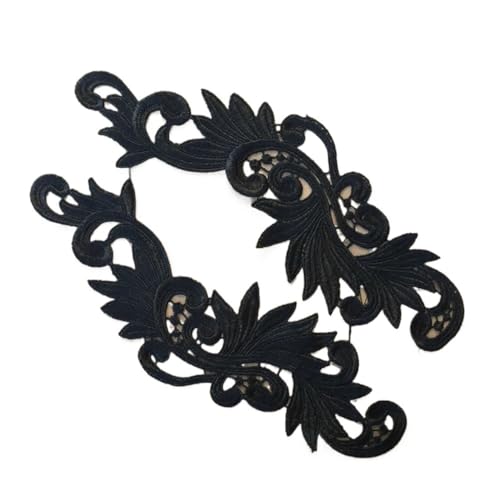 1 ~ 8 Paar rot schwarz weiß wasserlöslich bestickte Spitze Stoff Blumen Patch Hochzeitskleid DIY Blume Spitze Applikation Material (N040 Schwarz, 2 Paar) von SIDIFU