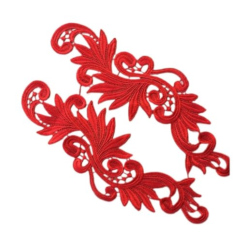 1 ~ 8 Paar rot schwarz weiß wasserlöslich bestickte Spitze Stoff Blumen Patch Hochzeitskleid DIY Blume Spitze Applikation Material (N040 rot, 8 Paar) von SIDIFU