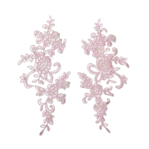 1 Paar Stickerei-Blumen-Spitzenapplikationen zum Aufnähen, Stoffaufnäher, Kragenbesatz, Basteln, Aufkleber, Ausschnitt, DIY, Nähen, Dekoration (Rosa) von SIDIFU