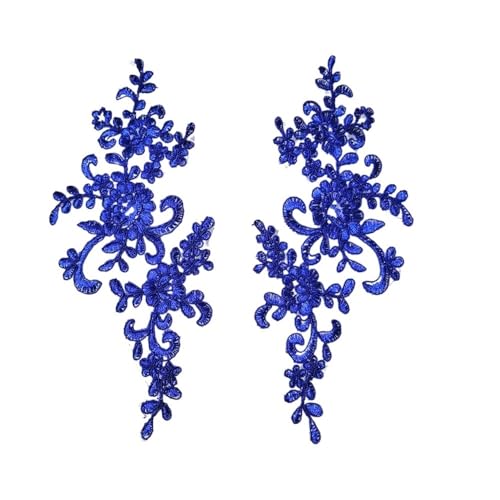 1 Paar bestickte Blumen-Spitzenapplikation zum Aufnähen, Stoffaufnäher, Kragenbesatz, Basteln, Aufkleber, Ausschnitt, DIY, Nähdekoration (blau) von SIDIFU