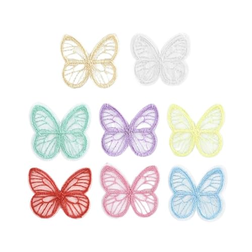 10/50 Stück bestickte Spitze Schmetterling Mesh Schmetterling Tuch Patches Applikationen DIY Kleidung Kopfbedeckung Nähen Haarspangen Zubehör (B09, 10 Stück) von SIDIFU