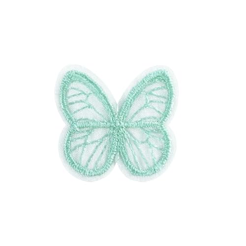 10/50 Stück bestickte Spitze Schmetterling Mesh Schmetterling Tuch Patches Applikationen DIY Kleidung Kopfbedeckung Nähen Haarspangen Zubehör (Grün B, 50 Stück) von SIDIFU
