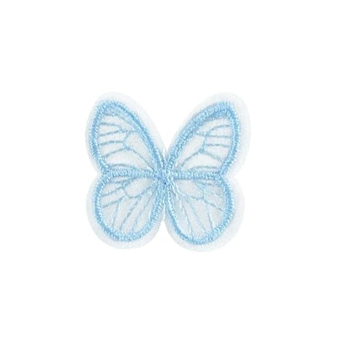 10/50 Stück bestickte Spitze Schmetterling Mesh Schmetterling Tuch Patches Applikationen DIY Kleidung Kopfbedeckung Nähen Haarspangen Zubehör (Weiß A, 10 Stück) von SIDIFU