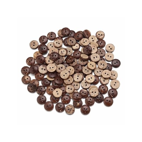 10–100 Stück natürliche Kokosnussschalen-Knöpfe, rund, 2 Löcher, Knöpfe für Handarbeit, Heimdekoration, DIY, Kleidung, Nähzubehör (11 mm - 100 Stück) von SIDIFU