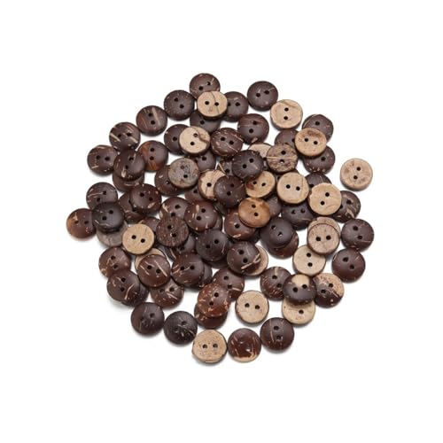 10–100 Stück natürliche Kokosnussschalen-Knöpfe, rund, 2 Löcher, Knöpfe für Handarbeit, Heimdekoration, DIY, Kleidung, Nähzubehör (13 mm - 100 Stück) von SIDIFU