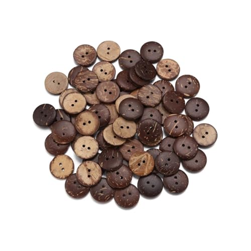 10–100 Stück natürliche Kokosnussschalen-Knöpfe, rund, 2 Löcher, Knöpfe für Handarbeit, Heimdekoration, DIY, Kleidung, Nähzubehör (18 mm - 100 Stück) von SIDIFU