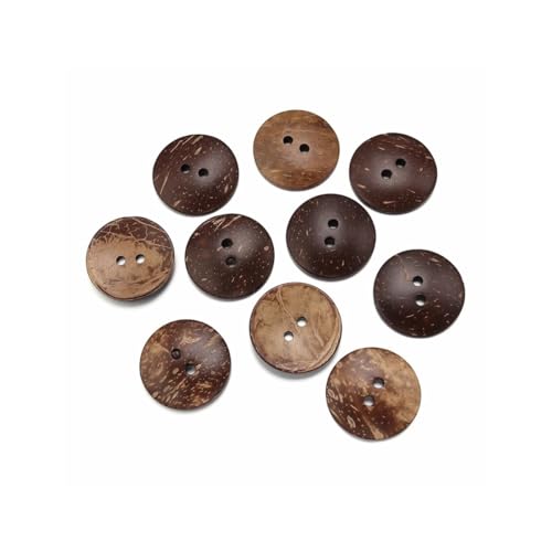 10–100 Stück natürliche Kokosnussschalen-Knöpfe, rund, 2 Löcher, Knöpfe für Handarbeit, Heimdekoration, DIY, Kleidung, Nähzubehör (44 mm - 10 Stück) von SIDIFU