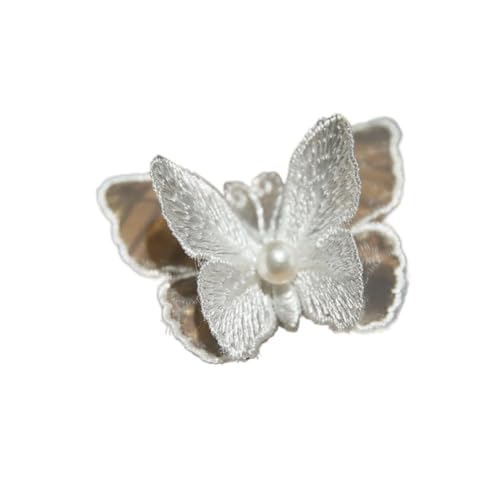 10 Stück/Los weiße Organza-Schmetterling-Flicken zum Selbermachen, modische Spitzenapplikation für Hochzeitskleidung, dekorative Parches Nähen, Stickerei (F17) von SIDIFU