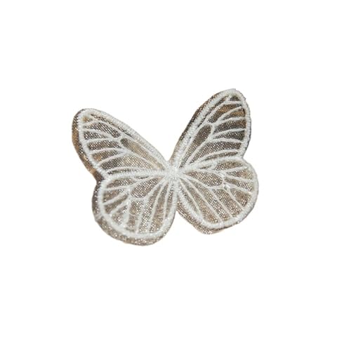 10 Stück/Los weiße Organza-Schmetterling-Flicken zum Selbermachen, modische Spitzenapplikation für Hochzeitskleidung, dekorative Parches Nähen, Stickerei (F18) von SIDIFU