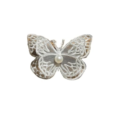 10 Stück/Los weiße Organza-Schmetterling-Flicken zum Selbermachen, modische Spitzenapplikation für Hochzeitskleidung, dekorative Parches Nähen, Stickerei (F2) von SIDIFU