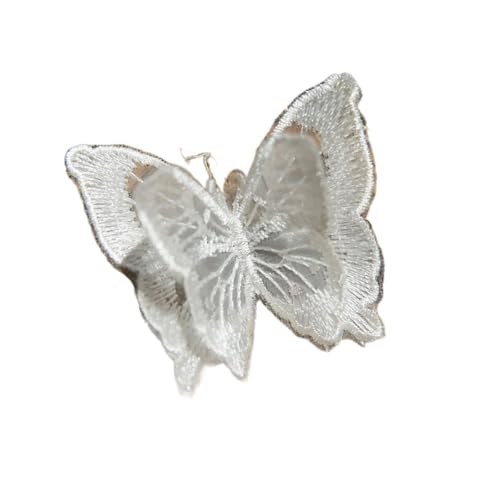 10 Stück/Los weiße Organza-Schmetterlings-Flicken zum Selbermachen, modische Spitzenapplikation für Hochzeitskleidung, dekorative Parches Nähen, Stickerei (F5) von SIDIFU