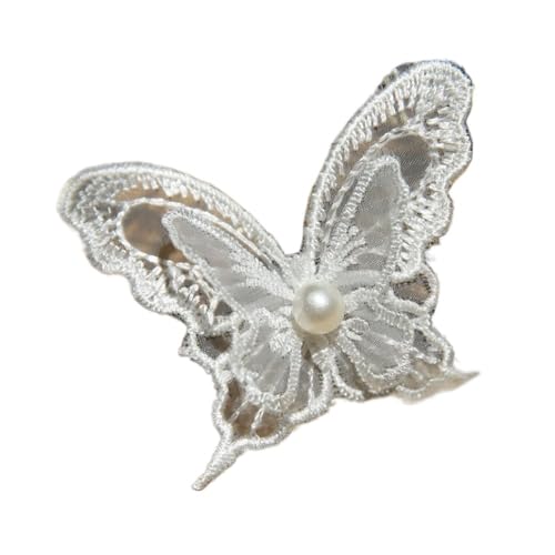 10 Stück/Los weiße Organza-Schmetterlings-Flicken zum Selbermachen, modische Spitzenapplikation für Hochzeitskleidung, dekorative Parches Nähen, Stickerei (F9) von SIDIFU