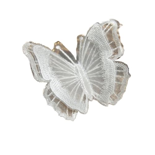 10 Stück/Los weiße Organza-Schmetterlings-Patches zum Selbermachen, modische Spitzenapplikation für Hochzeitskleidung, dekorative Parches Nähen, Stickerei (F4) von SIDIFU