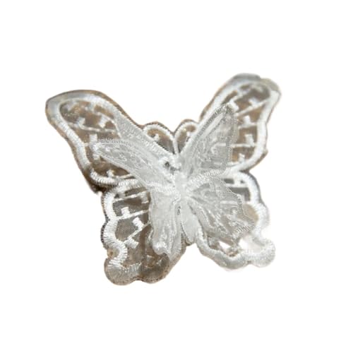 10 Stück/Los weiße Organza-Schmetterlings-Patches zum Selbermachen, modische Spitzenapplikation für Hochzeitskleidung, dekorative Parches Nähen, Stickerei (F6) von SIDIFU