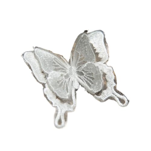10 Stück/Los weiße Organza-Schmetterlings-Patches zum Selbermachen, modische Spitzenapplikation für Hochzeitskleidung, dekorative Parches Nähen, Stickerei (F8) von SIDIFU
