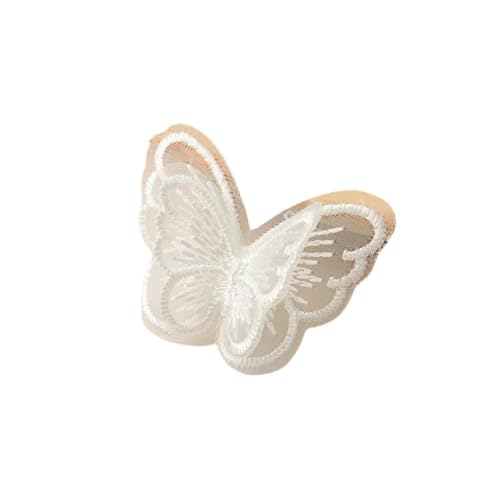 10 Stück 5 x 4 cm doppellagige Netz-Spitzen-Schmetterlings-Flicken Applikationen für Kleidung Nähzubehör DIY Haarspange Zubehör (LC01-2) von SIDIFU