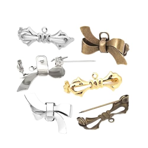 10 Stück Antik Bronze Messing Schleife Form Brosche Pins DIY Schmuckherstellung Zubehör für Damen (25266 - Antik Bronze) von SIDIFU