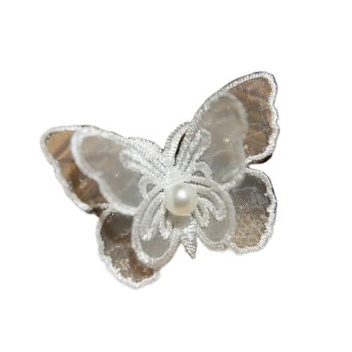 10 Stück weiße Organza-Schmetterlings-Flicken zum Selbermachen, modische Spitzenapplikation für Hochzeitskleidung, dekorative Parches Nähen, Stickerei (F12) von SIDIFU