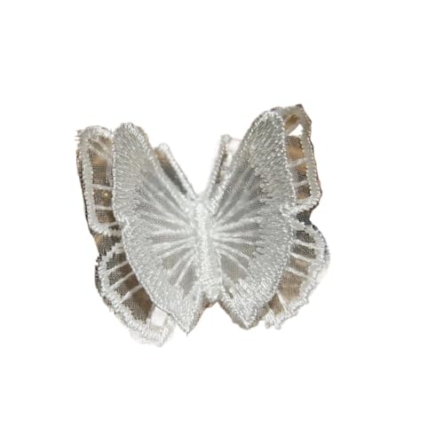 10 Stück weiße Organza-Schmetterlings-Flicken zum Selbermachen, modische Spitzenapplikation für Hochzeitskleidung, dekorative Parches Nähen, Stickerei (F15) von SIDIFU